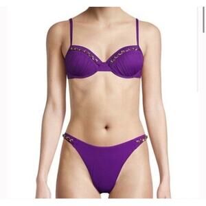 Lilly Pulitzer Bikini Bottom Dascha Markel Purple Berry Gold Chain NWT Size 12